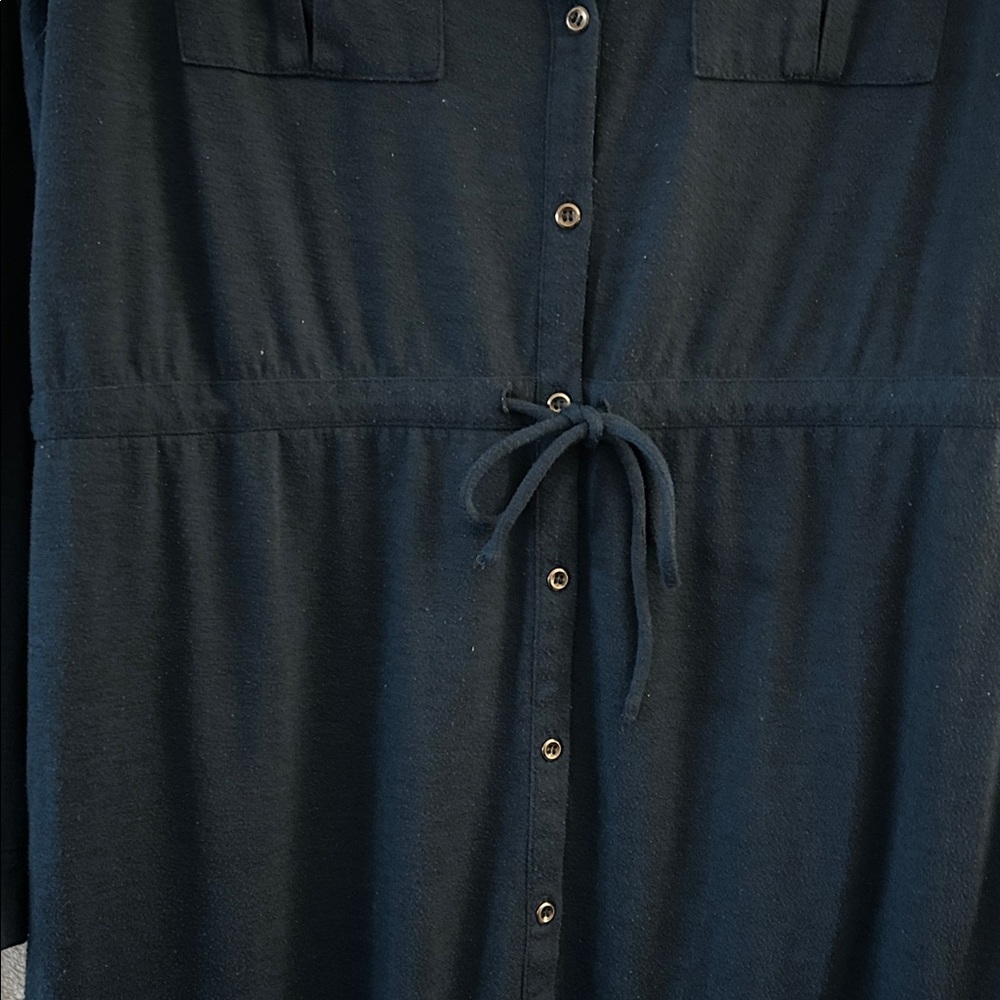 LOFT Deep Green Button-Up Knit Shirtdress Medium - Picture 5 of 7